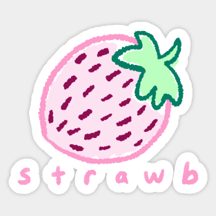 Strawb - Cute Kawaii Pastel Funny Strawberry Meme Crayon Drawing Sticker